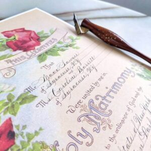 Marriage Certificate with Custom Calligraphy